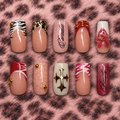 Flat-lay with nails aligned in two rows