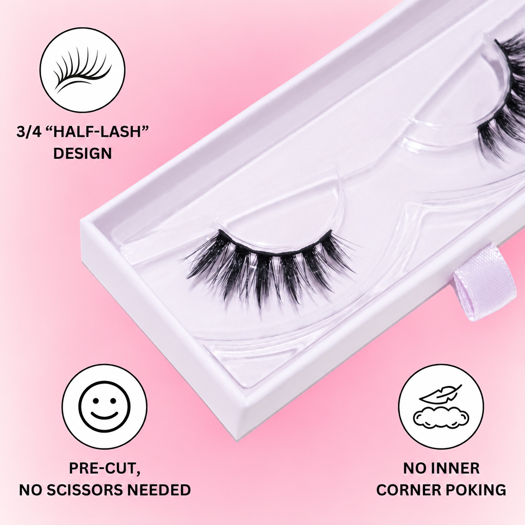 Kira Kira half lash features on pink gradient