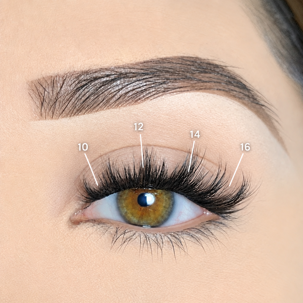 Lash map with 10, 12, 14, 16 labels
