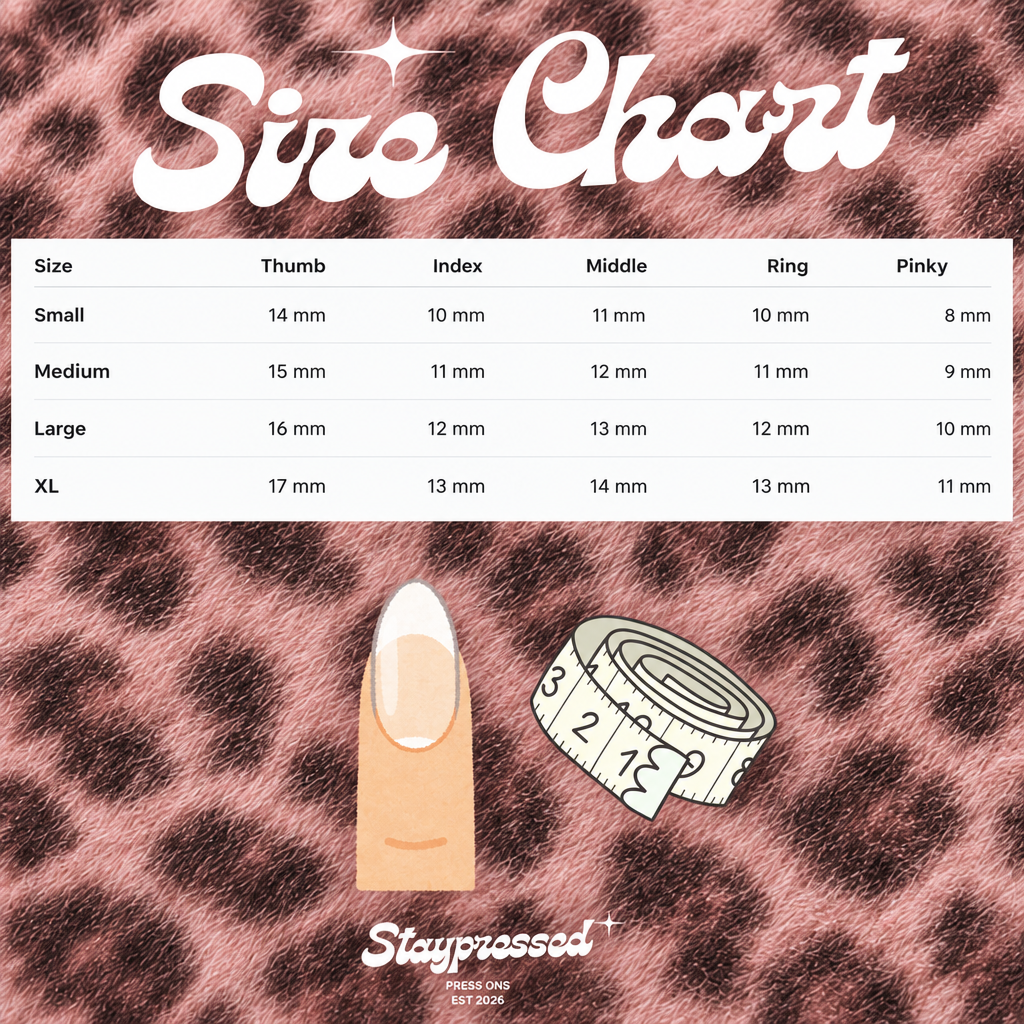 Size chart on pink leopard fur background